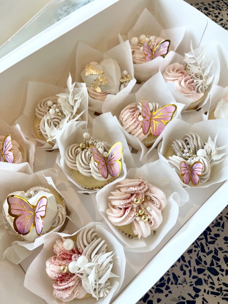 Baby shower cupcakes. Butterfly cupcakes