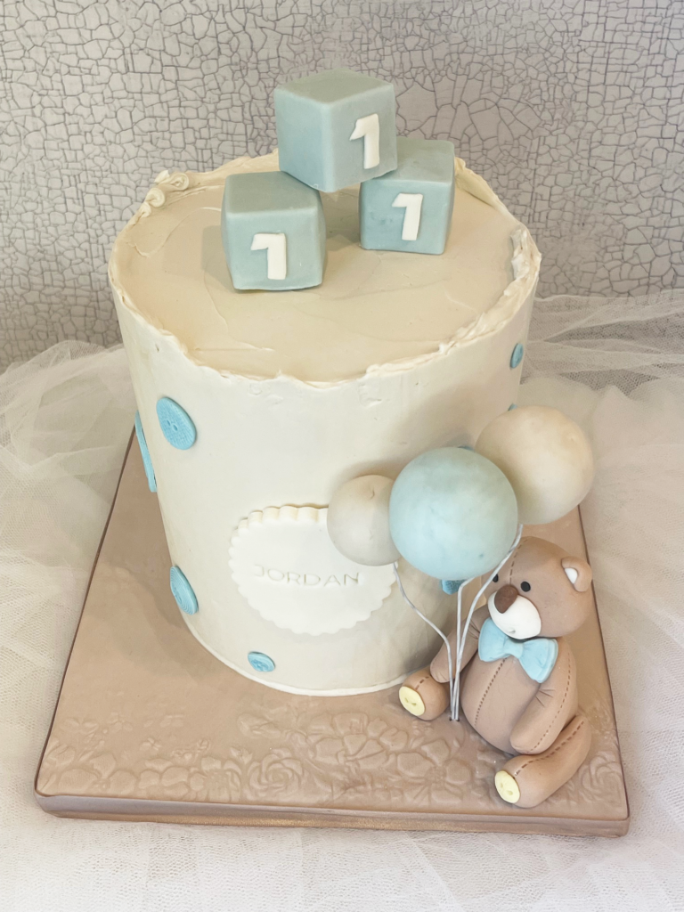 Teddy Bear and Dice Birthday Cake