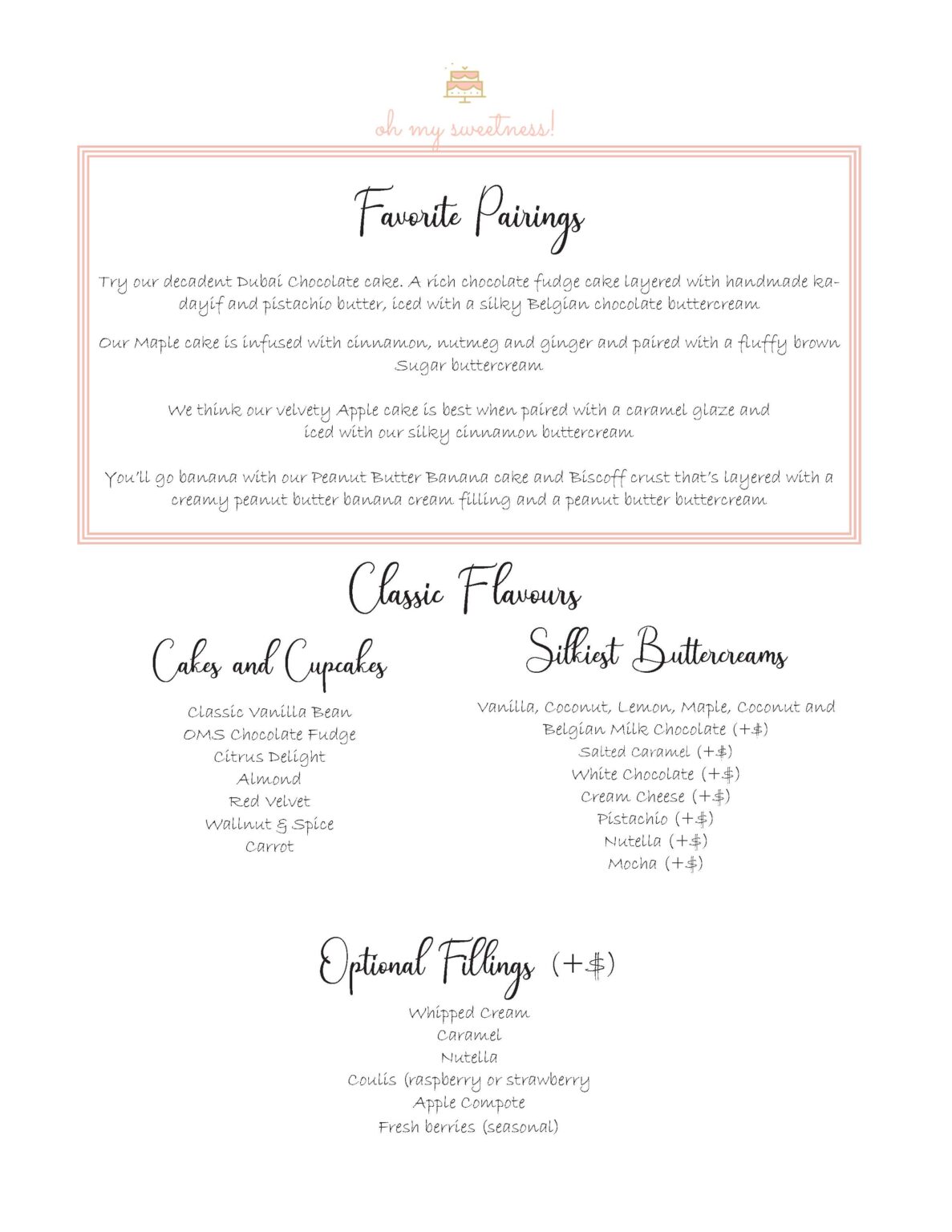 Flavour Menu